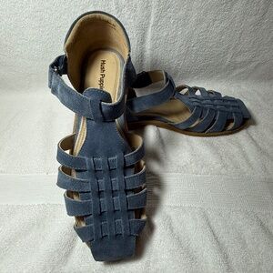 Womens Fisherman Sandals - Hushpuppies - Blue Nubuck
